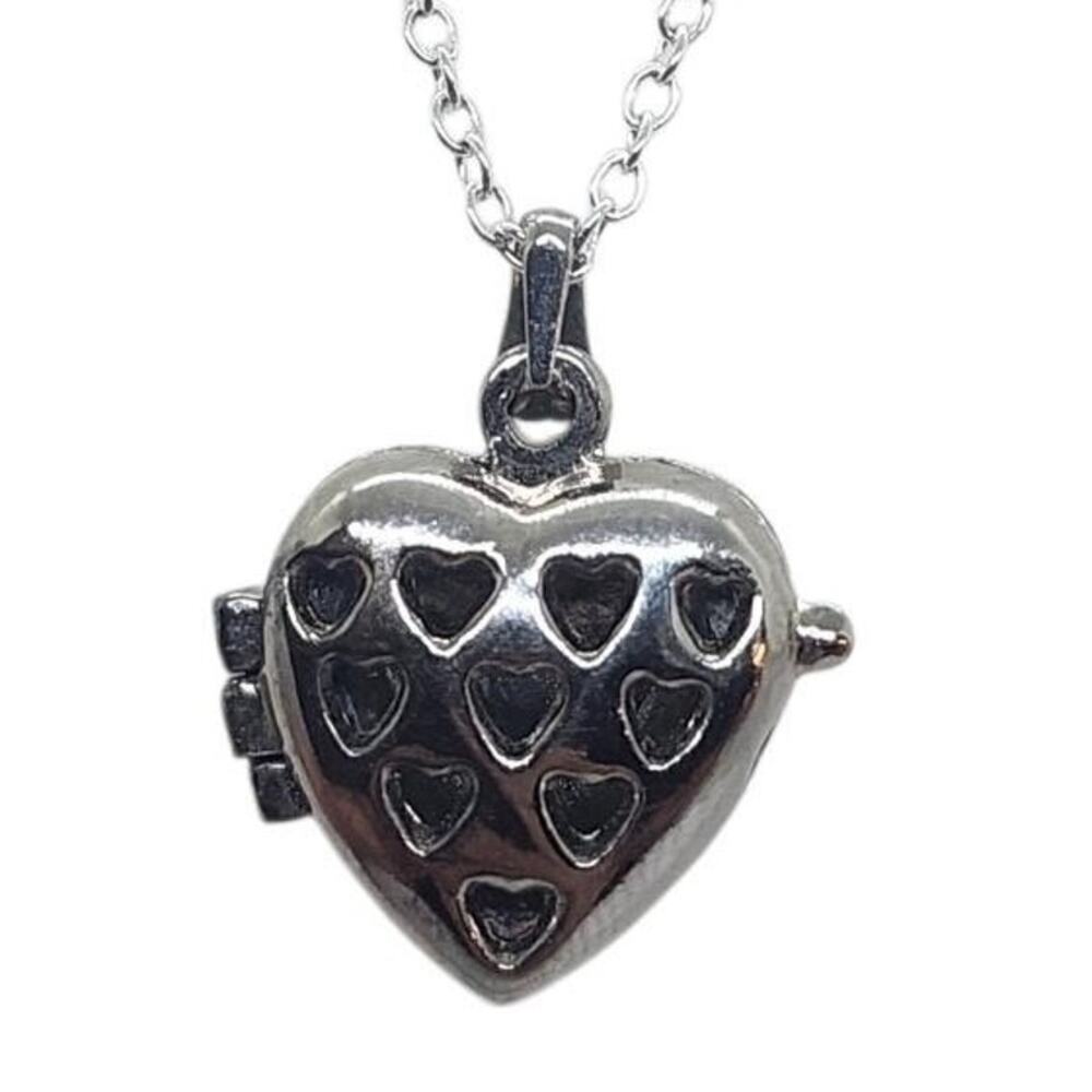 Silver Plated Heart Locket Necklace Perfume Diffuser Photo Pendant Vintage Style